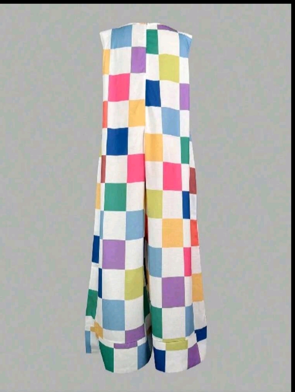 Women's Casual Colorful Plaid Sleeveless Jumpsuit For Resort Summer Elegant - Picture 3 of 4